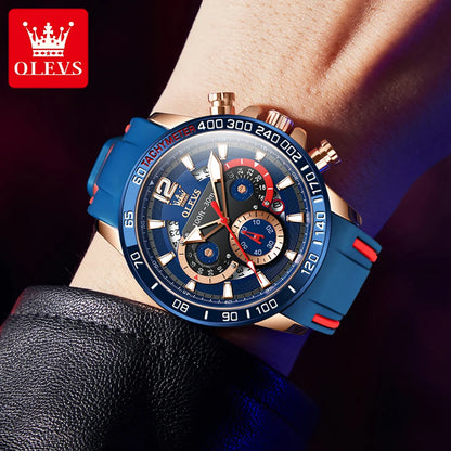 OLEVS 9936 For Mens Multifunctional Sports Business Watch For Men 30m Waterproof Luminous Moon Phase Box Original Quartz Watch