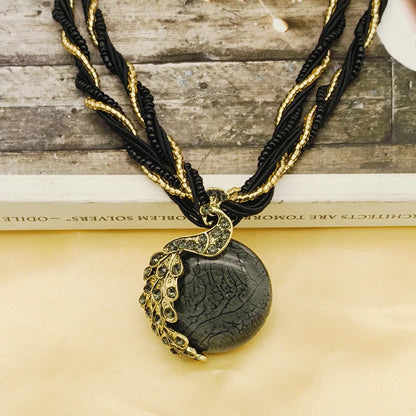 Bohemian Multilayer Crystal Pendant Necklace