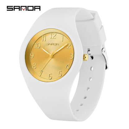 SANDA-Simples Luxo Estudante Quartz Watch, Luz Silicone Strap Relógio De Pulso, Presente Relógio, Ao Ar Livre, Menino e Menina, 6186