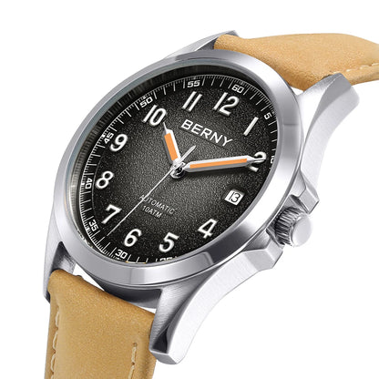 Berny mostrador fosco relógio automático masculino luminoso mecânico gaivota st2130 relógio de pulso safira luxo masculino 10atm à prova dwaterproof água