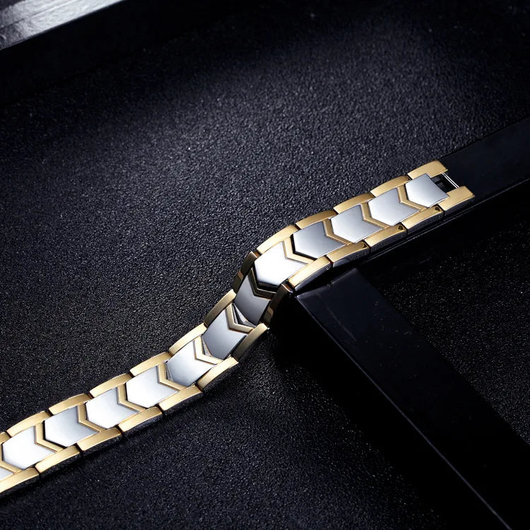 Pulseira magnética de aço titânio ARADOO para homens, pulseira de minerais de aço inoxidável, joias, presentes