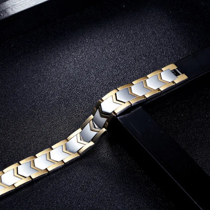 Pulseira magnética de aço titânio ARADOO para homens, pulseira de minerais de aço inoxidável, joias, presentes