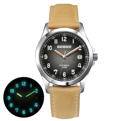 BERNY Men's Sapphire Automatic Watch - Luminous & Waterproof