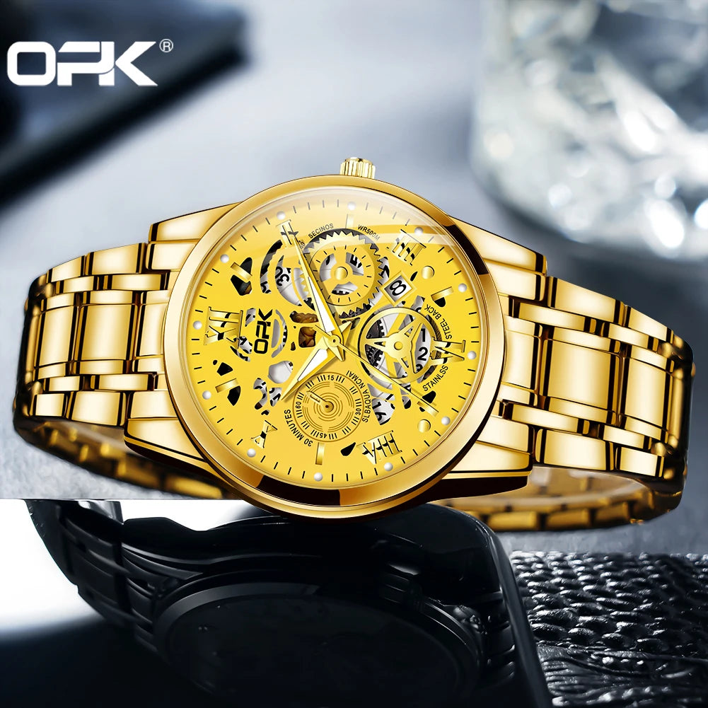 OPK 8135 Mens Watch New Fashion Brand Luxury Quartz Watch Stainless steel Watches For MenWaterproof Chronograph Automatic Watch