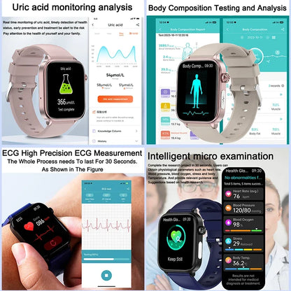 2025 novo monitoramento ecg + ppg relógio inteligente feminino pressão arterial lipídios ácido úrico feminino rastreador de saúde menstrual smartwatches