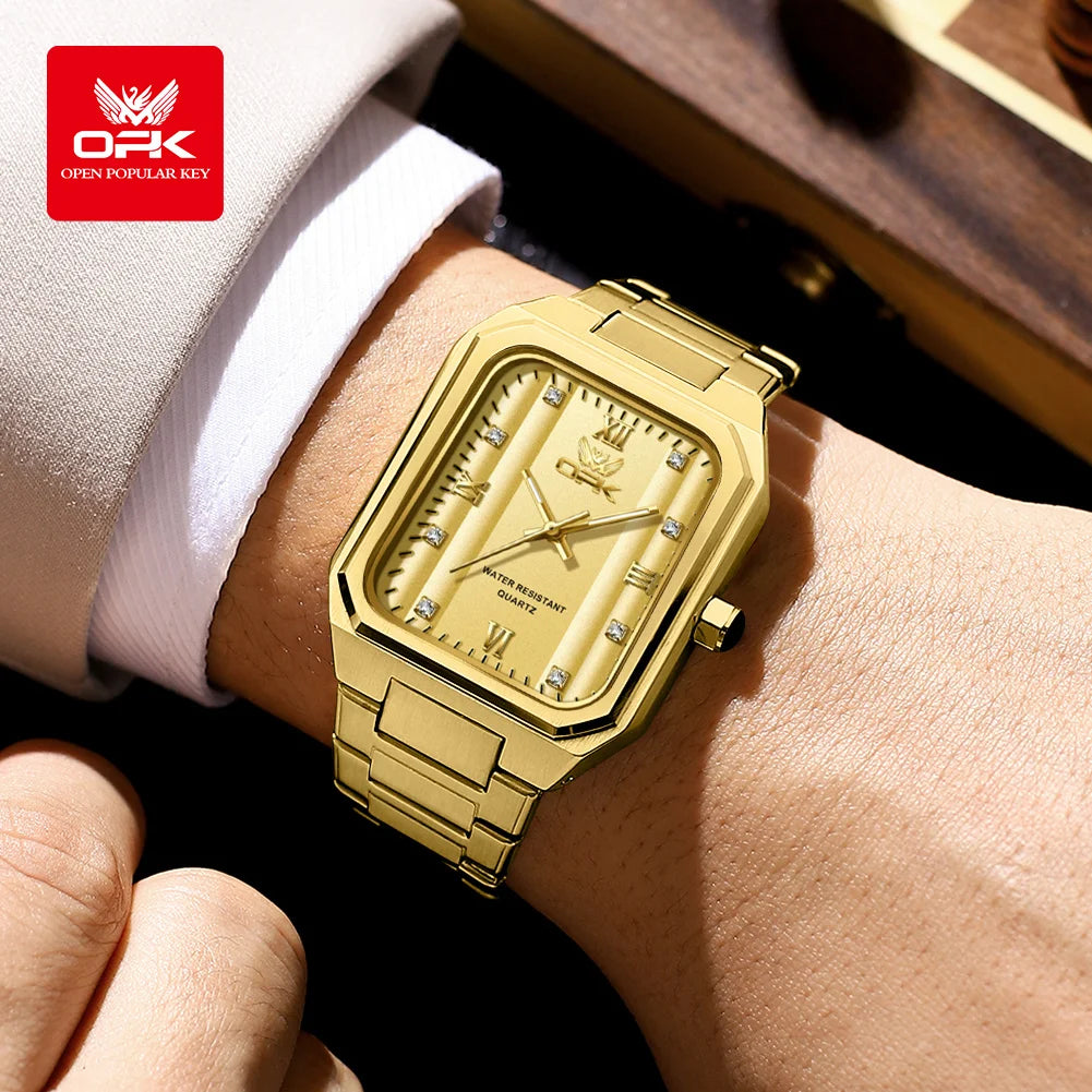 OPK 6043 Mens Watch Original Simple Fashion Quartz Wristwatch Waterproof Luminous Watches For Men Zircon Scale With Box Reloj