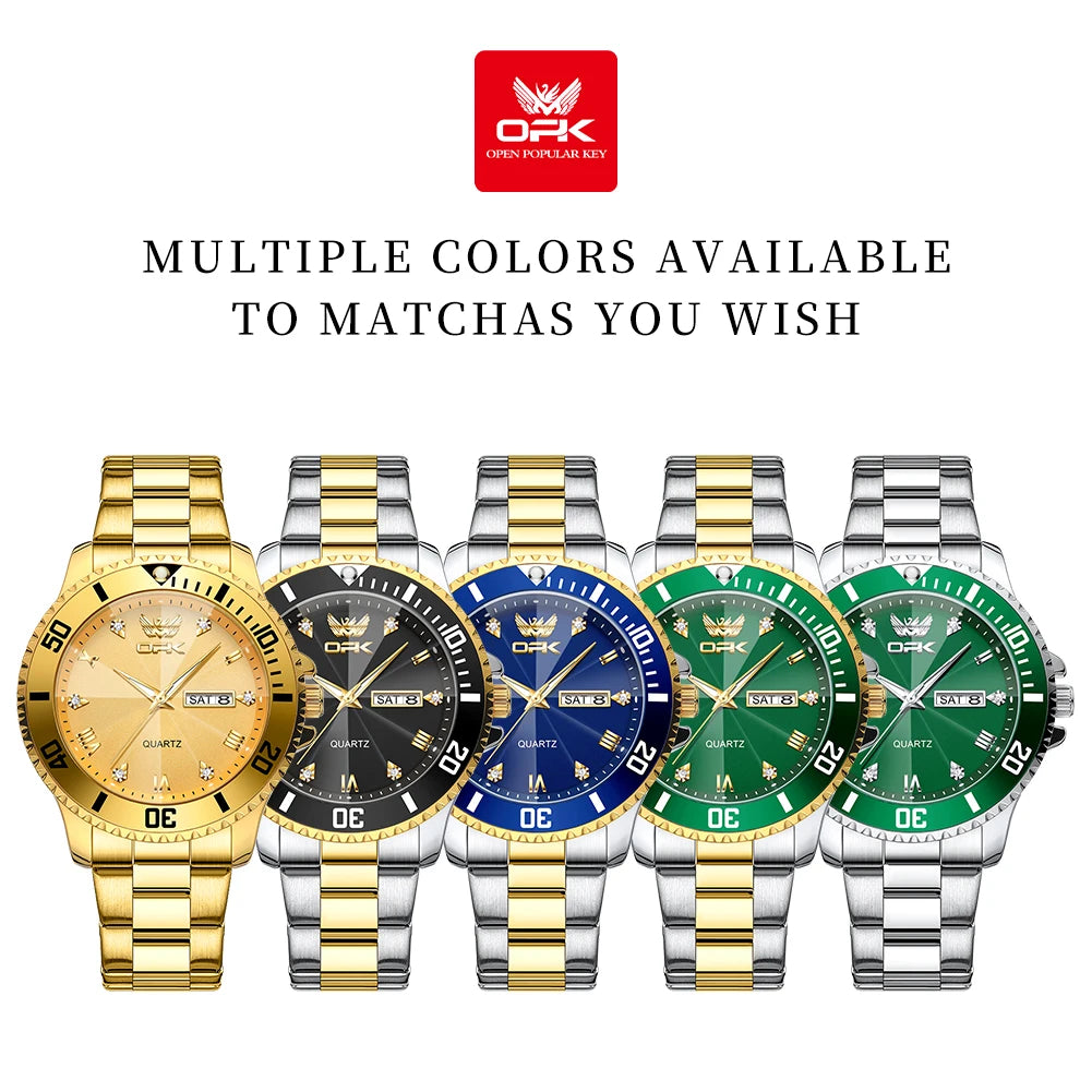 OPK Marca Relógios Masculinos Relógio de Pulso de Ouro de Luxo para Homens High-end Relógio Original À Prova D 'Água 8171