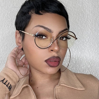 Nova moda redonda anti luz azul óculos feminino lentes transparentes óculos masculino marca designer