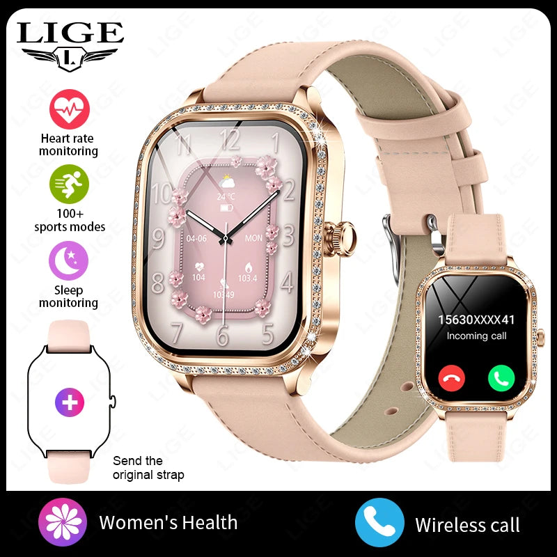 LIGE Women's Waterproof Bluetooth Smartwatch