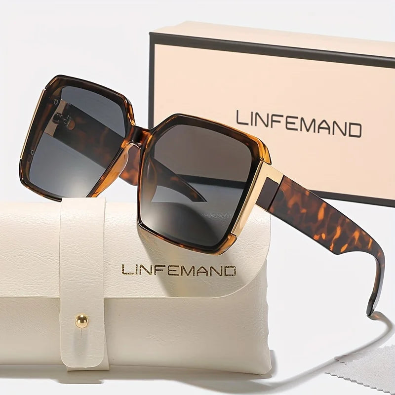 LINFEMAND Moda Grande Armação Decoração Óculos para Mulheres UV400 Conjunto de Óculos de Sol Verão Festa de Dança Presente de Férias