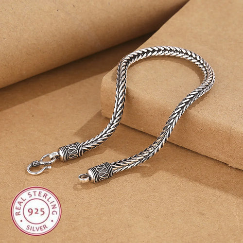 925 Sterling Silver Bracelet vintage Rope Side Chain High Quality For Women Men Fashion Jewelry Wedding Engagement Party Gifts