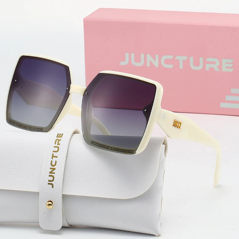 Juncture polarizado feminino óculos de sol moda quadrado óculos de sol gradiente senhora óculos festa presentes do feriado óculos de sol para mulher