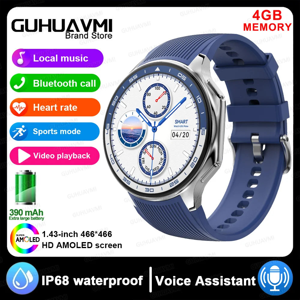 Smartwatch AMOLED 32GB Bluetooth Heart Rate Monitor
