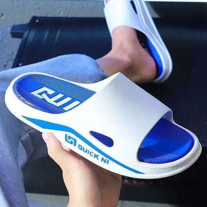 Moda masculina chinelos pvc sola macia antiderrapante flip flops ao ar livre fundo grosso sandálias de praia casa banheiro casais chinelos novo