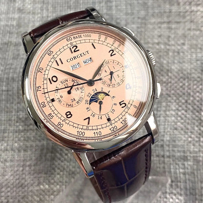 Relógio automático para homem multiificação data dia mês ano 316l relógio mecânico masculino caso polido indicador dia/noite 42mm