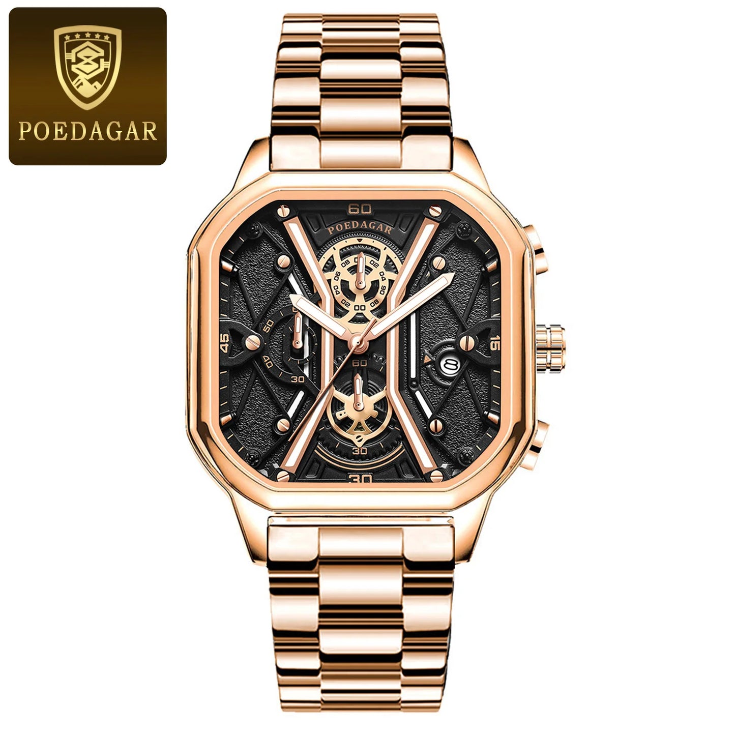 POEDAGAR Luxury Luminous Chronograph Men's Watch