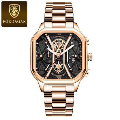 POEDAGAR Luxury Luminous Chronograph Men's Watch
