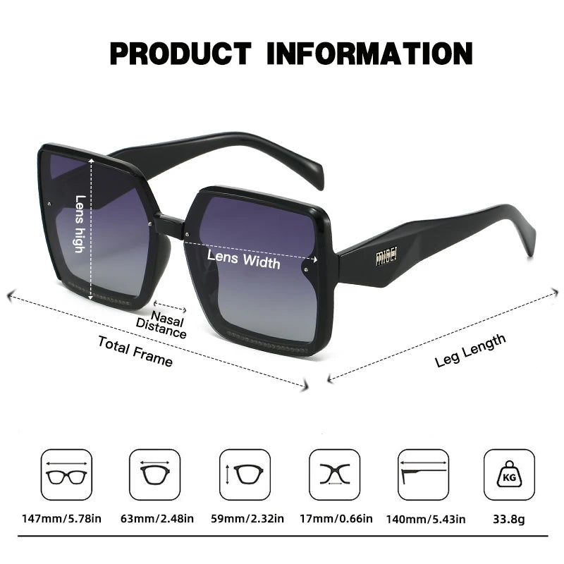 Juncture polarizado feminino óculos de sol moda quadrado óculos de sol gradiente senhora óculos festa presentes do feriado óculos de sol para mulher