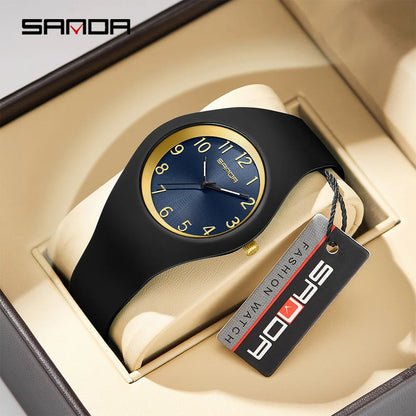 SANDA-Simples Luxo Estudante Quartz Watch, Luz Silicone Strap Relógio De Pulso, Presente Relógio, Ao Ar Livre, Menino e Menina, 6186