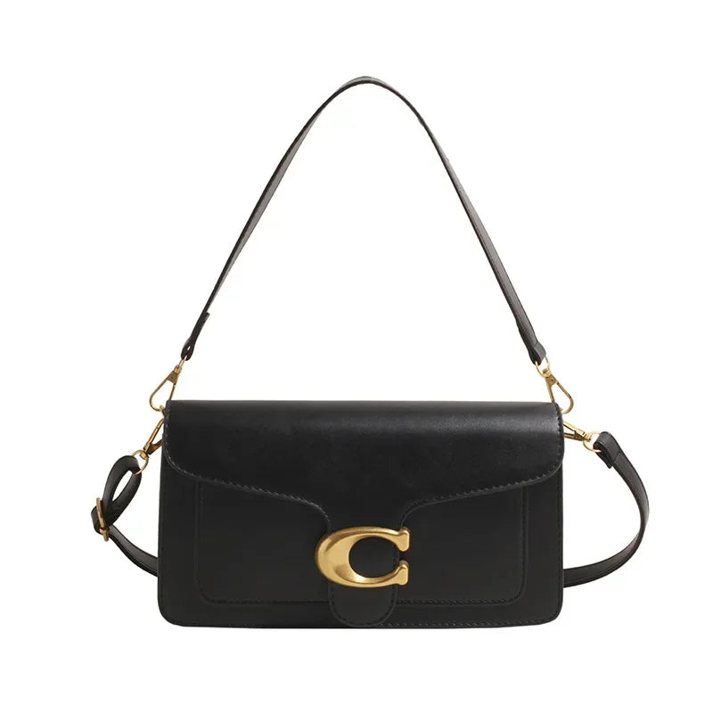 2025 New Women's High-End Pure Color Simple Square Bag Multi-Layer Commuting Single Shoulder Bag Neutral Minimalist Style