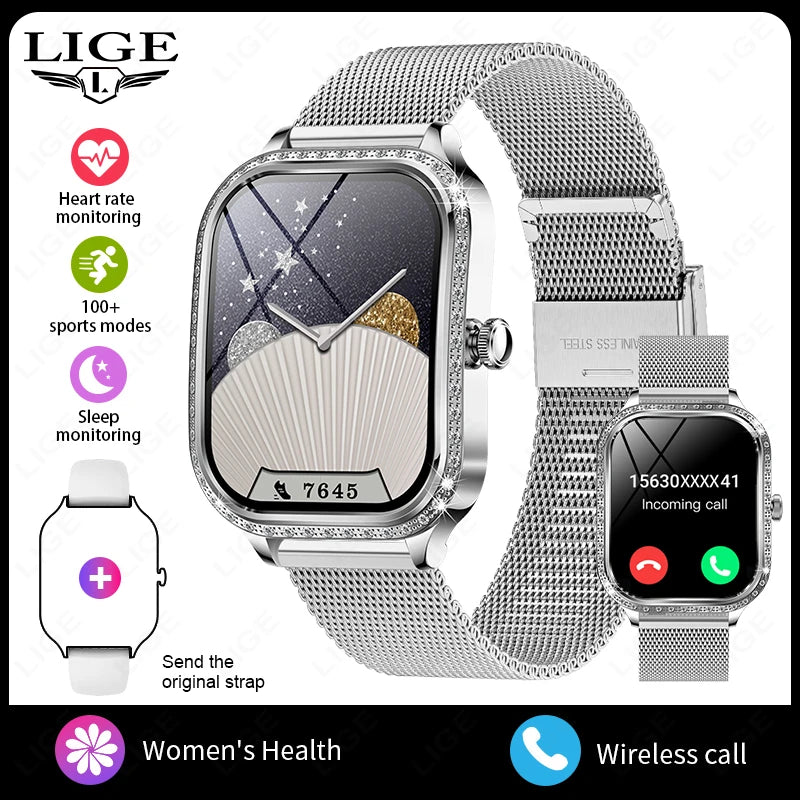 LIGE Women's Waterproof Bluetooth Smartwatch