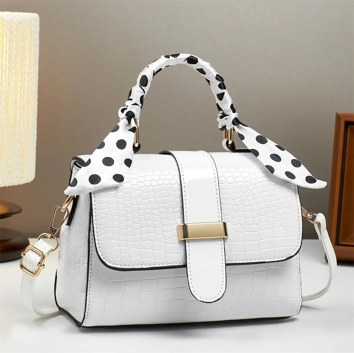 Elegant Stone Grain Large Capacity Crossbody Bag