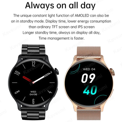 2025 NFC Smart Watch Amoled HD GPS Track Sports Heart Rate Bluetooth Call Waterproof Ladies Women Smartwatch For Huawei Xiaomi