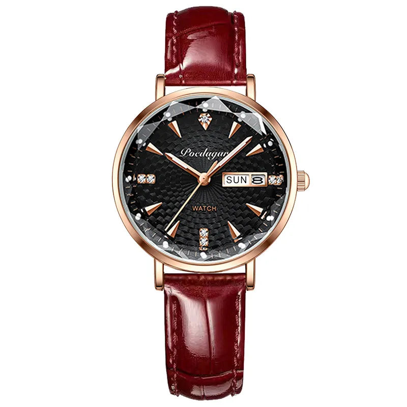Luxury Ultra-thin Leather Ladies Watch - Waterproof & Luminous