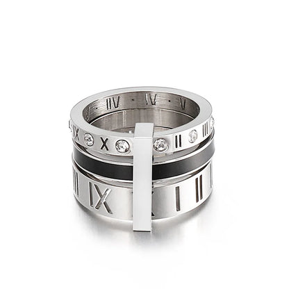 Luxurious Roman Numerals Triple Layer Ring for Women