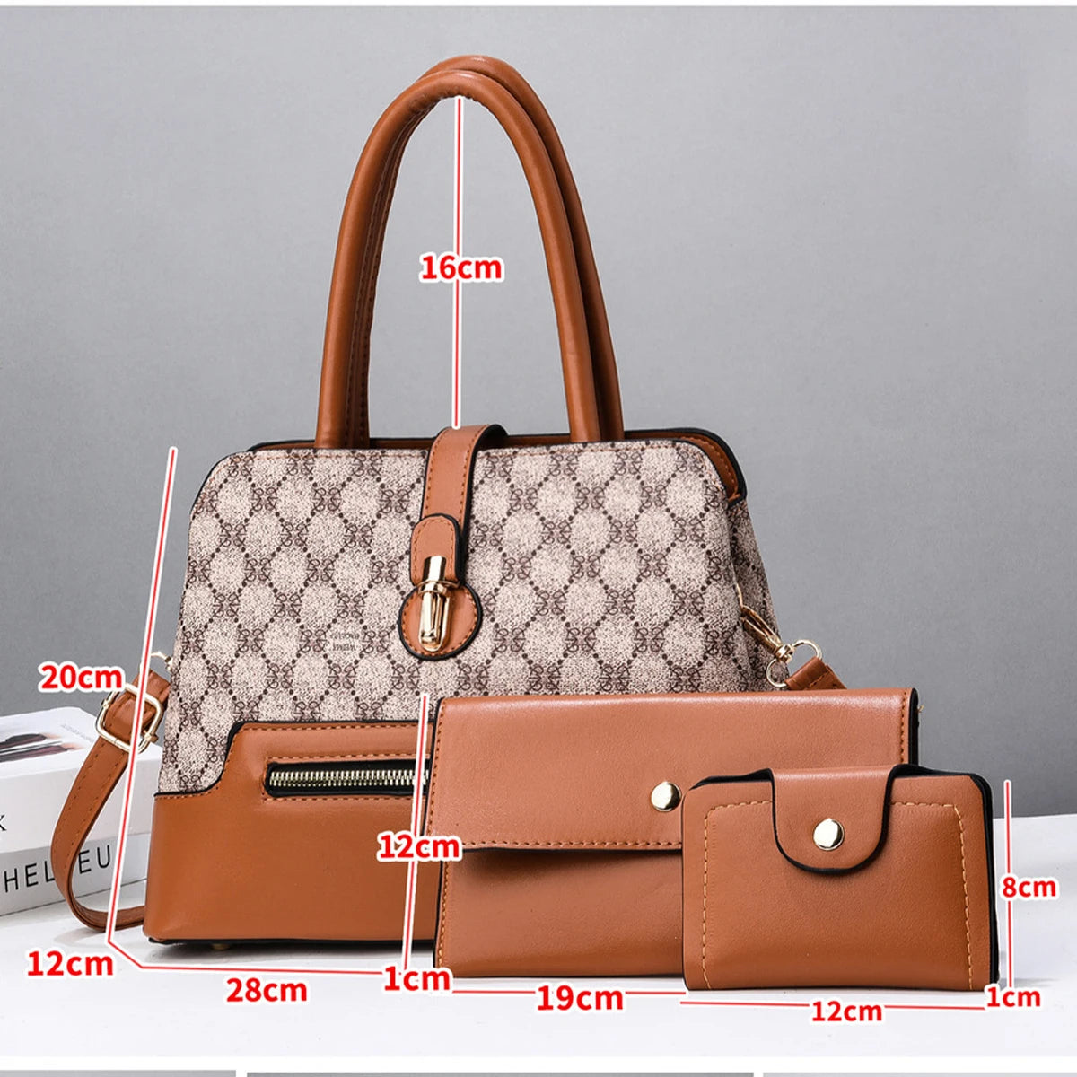 3 pçs/set moda tendência feminina bolsa tote bolsa de embreagem feminina com chique pequena carteira feminina viajando compras totes sacos conjunto