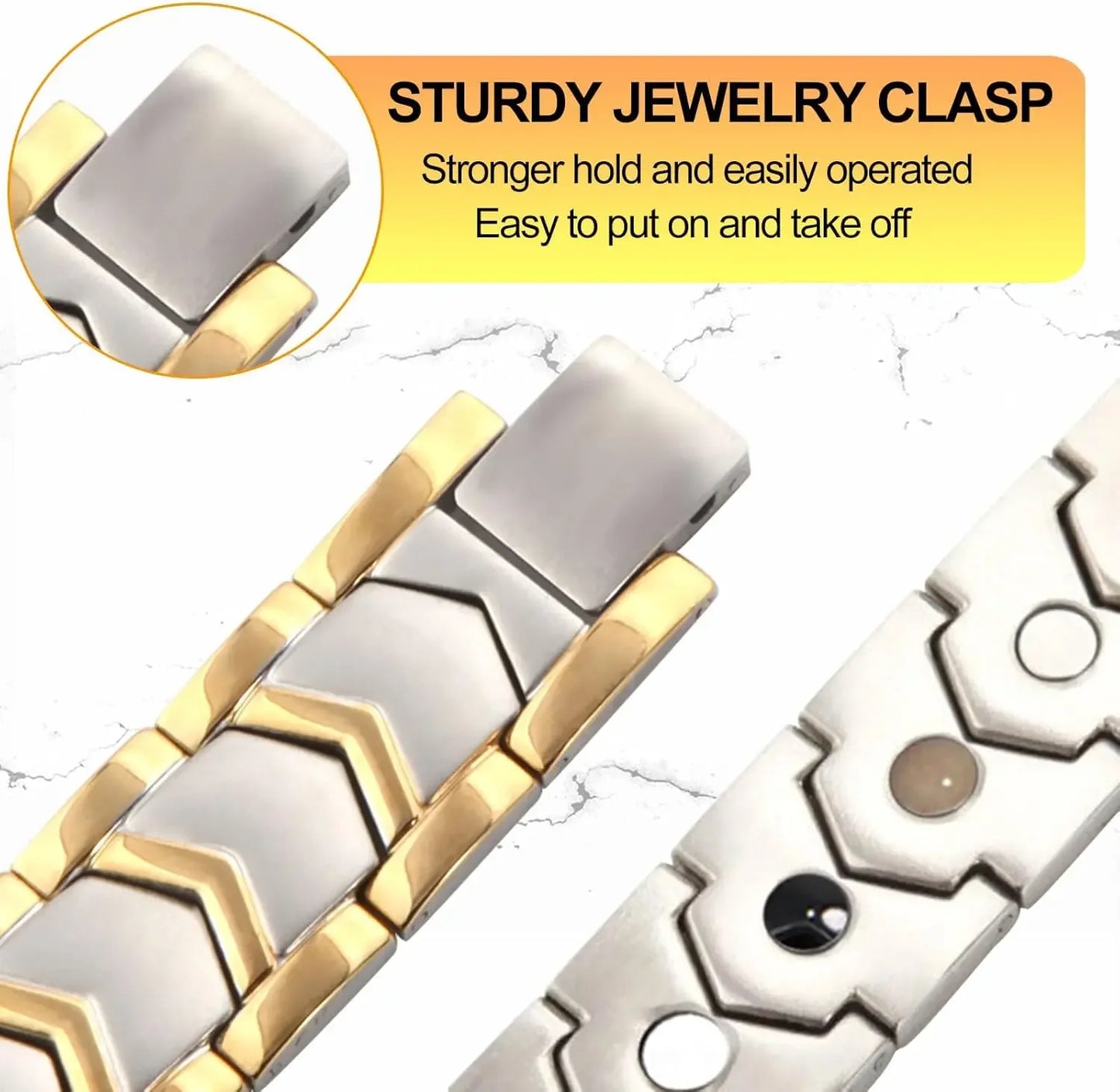 Pulseira magnética de aço titânio ARADOO para homens, pulseira de minerais de aço inoxidável, joias, presentes