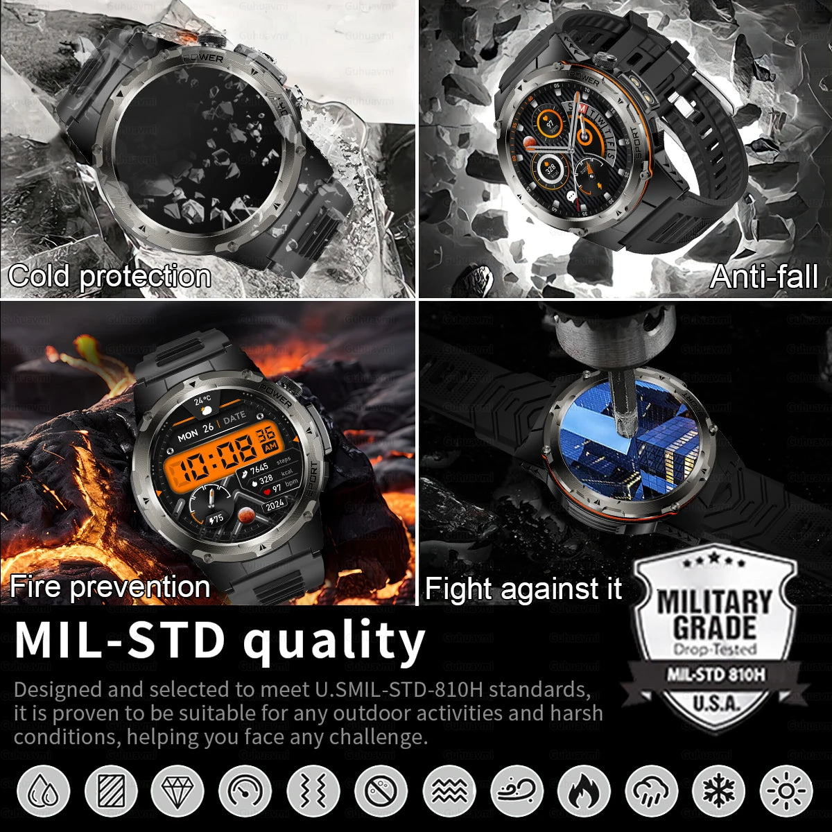 2025 NEW Popular Outdoors GPS tracker Sports Smart Watch Men 500mAh NFC HD Call IP68 depth waterproof Watch Men For Xiaomi Men