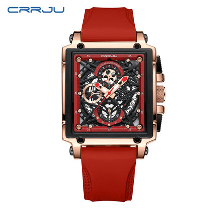 CRRJU Men's Chronograph Sports Watch - Silicone Strap