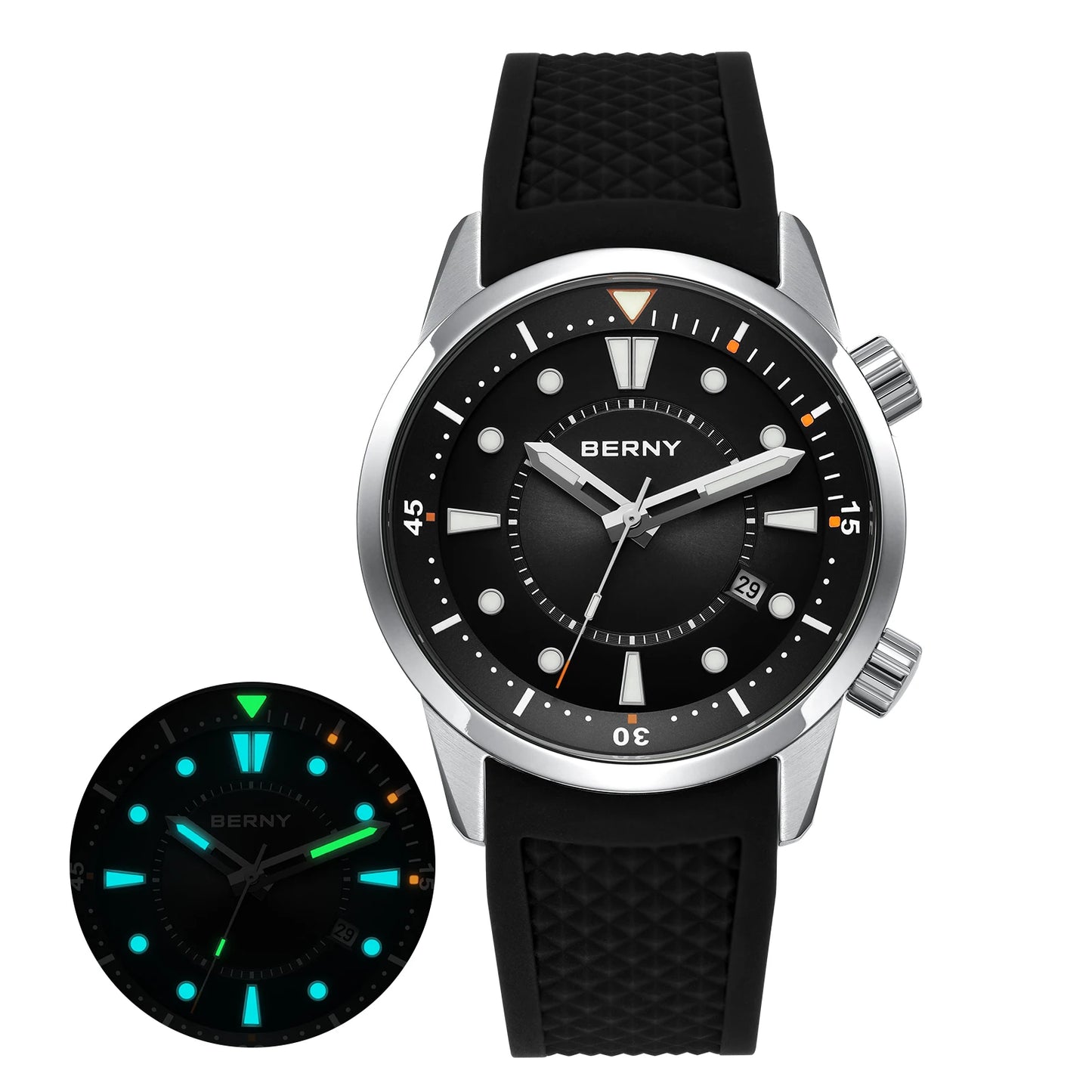 BERNY 20ATM Automatic Diver's Watch with Sapphire Crystal