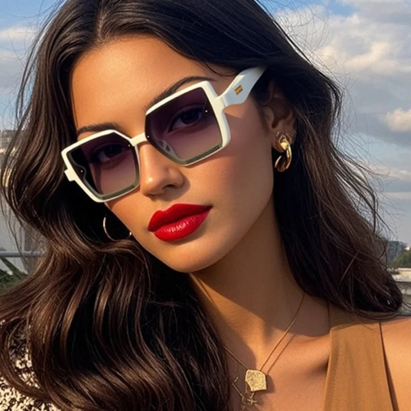 Juncture polarizado feminino óculos de sol moda quadrado óculos de sol gradiente senhora óculos festa presentes do feriado óculos de sol para mulher