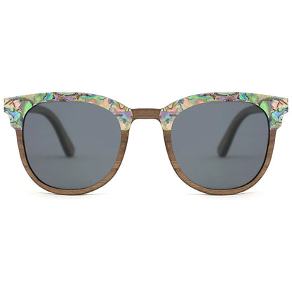Abalone Seashell Wood Polarized Sunglasses