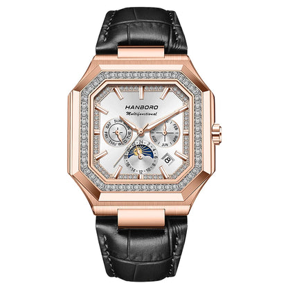 HANBORO Relógio Mecânico Totalmente Automático Masculino Quadrado Multifuncional Relógio de Tendência da Moda