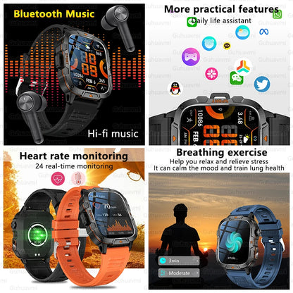 2025 novo para xiaomi grau militar relógio inteligente masculino 1.96 "tela amoled 5atm à prova dwaterproof água esportes rastreador de fitness bt chamada smartwatch