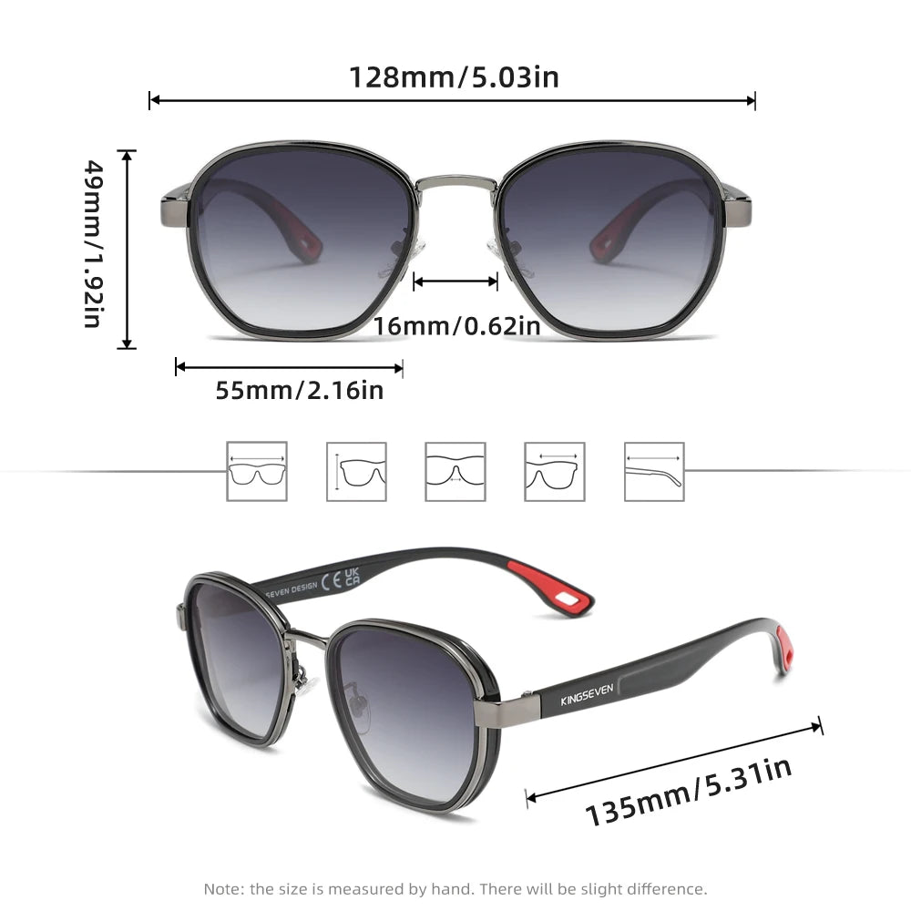 Kingseven óculos de sol masculino polarizado uv400 retro luxo moda feminina óculos masculino armação redonda causal anti-reflexo