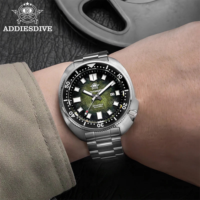 ADDIESDIVE Quartz Watches For Men Sapphire Glass 41mm AR Coated 200M Waterproof Diver Watch BGW9 Luminous New AD2511 Man Watch
