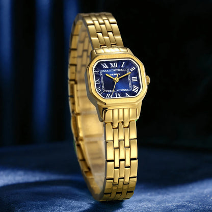 BERNY Golden Watches for Women Luxury Fashion Elegant Square Ladies Dress Quartz Watch S/S Small Dial Casual Girls Wristwatch