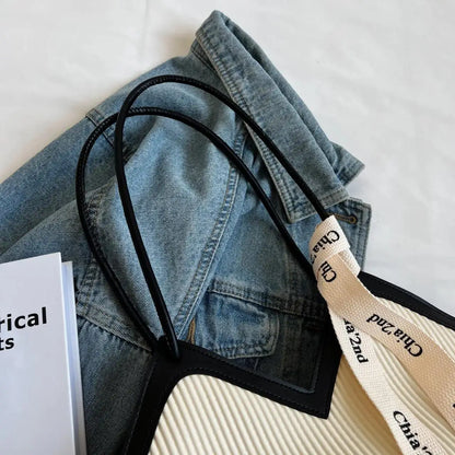 Estilo coreano grande saco feminino casual all-match bolsa de lona commuter bolsa de ombro estudante sacola