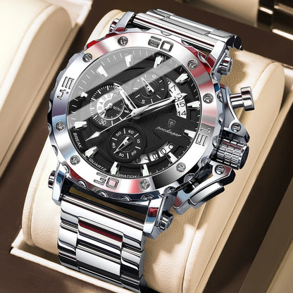 POEDAGAR Men's Luxury Luminous Waterproof Watch