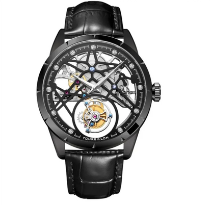 Jinlery Luxury Skeleton Tourbillon Watch for Men