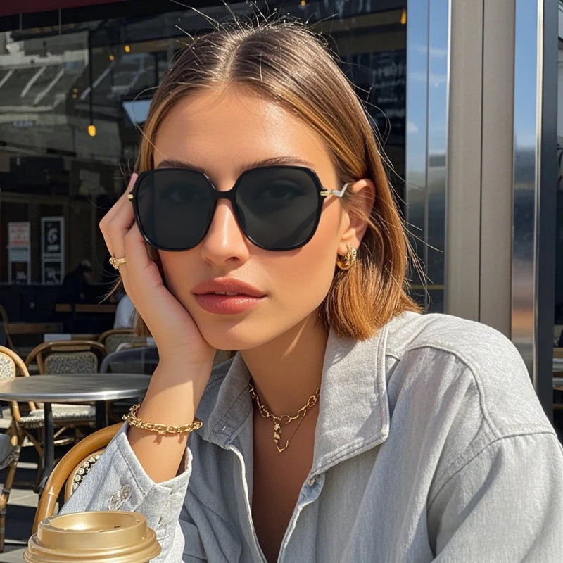 Juncture polarizado feminino óculos de sol nova moda redonda óculos de sol senhora gradiente festa presentes do feriado óculos de sol para mulher
