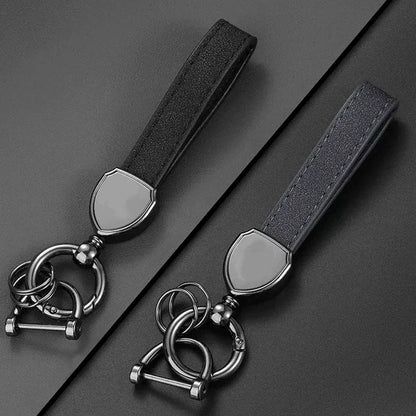 Chaveiro de couro de camurça com logotipo personalizado de metal, chaveiro com número laser, chaveiro de carro masculino