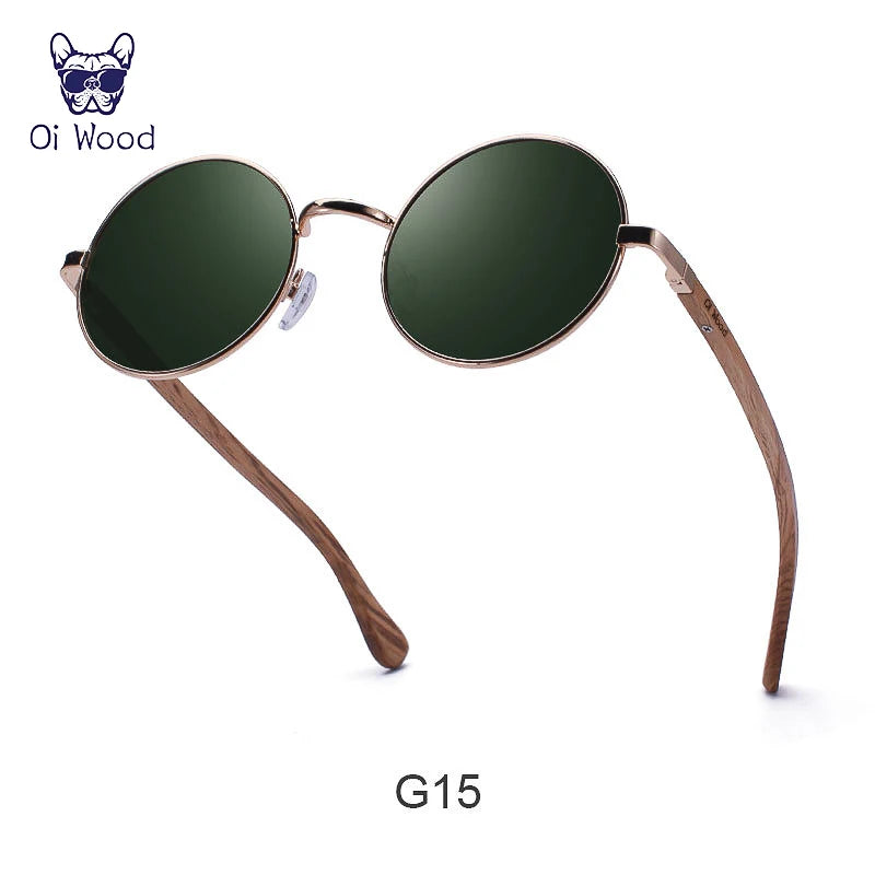 Oi Wood Retro Round Wood Sunglasses For Men Women Wooden Sun Glasses Polarized Blue Mirror Eyewear Fashion Driving Goggle 8024