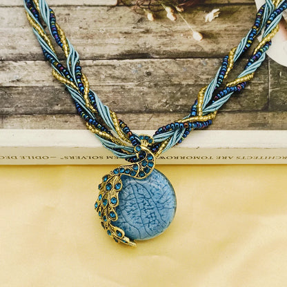 Bohemian Multilayer Crystal Pendant Necklace