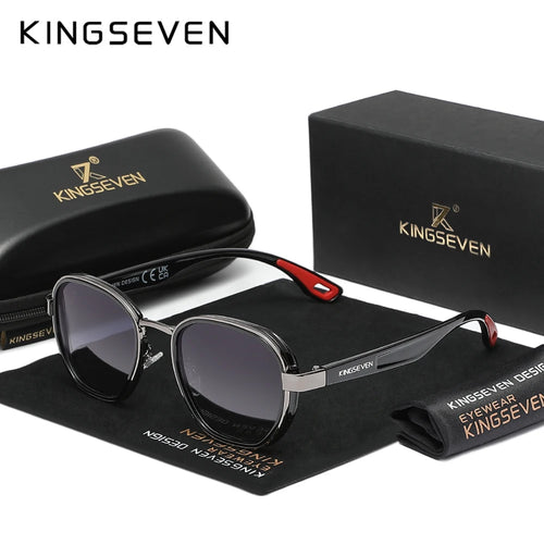 Kingseven óculos de sol masculino polarizado uv400 retro luxo moda feminina óculos masculino armação redonda causal anti-reflexo