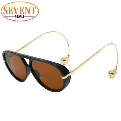 Oversized Oval Punk Pilot Sunglasses Women Big 2025 Luxury Brand Vintage Metal Frame Sun Glasses for Ladies UV400 Shield Eyewear
